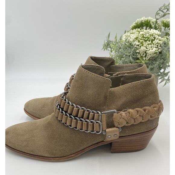 Sam Edelman Posey Women's Boots Booties Ankle Harness Suede Taupe Western Sz 8.5 - Picture 4 of 11